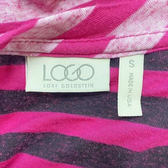 LORI GOLDSTEIN Tunic 3/4 Sleeve Pocket Sz S Pink Stripped Lagenlook 55-12 - Picture 8 of 9
